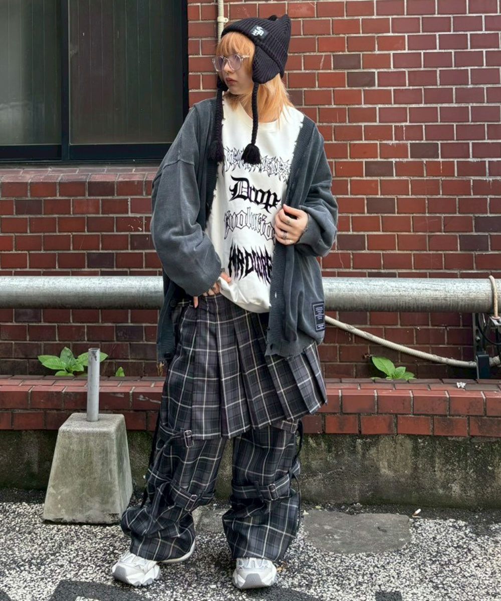 PIGMENT DAMAGE KNIT CARDIGAN | Candy Stripper（キャンディ