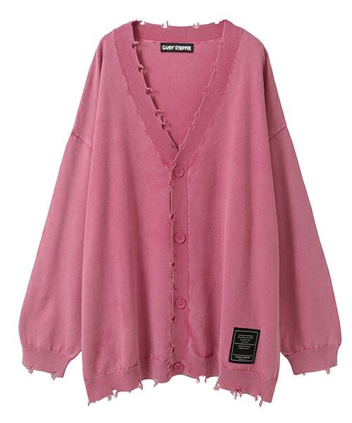 PIGMENT DAMAGE KNIT CARDIGAN | Candy Stripper（キャンディ