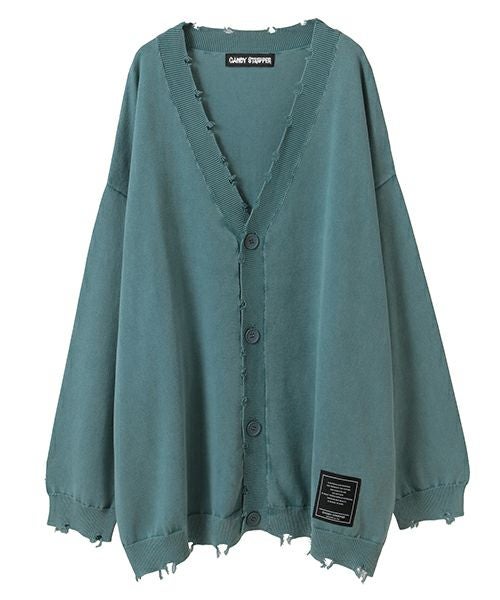 PIGMENT DAMAGE KNIT CARDIGAN | Candy Stripper（キャンディ