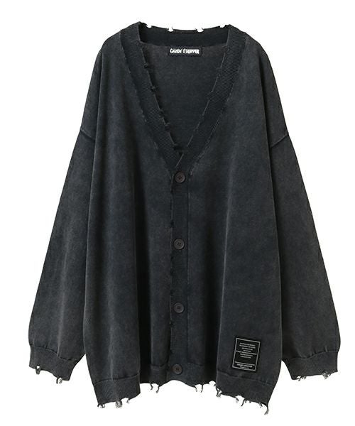 PIGMENT DAMAGE KNIT CARDIGAN | Candy Stripper（キャンディ