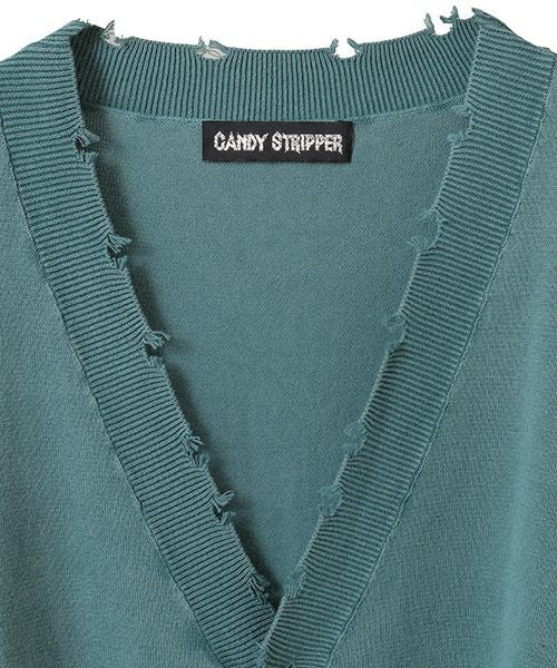 キャンディストリッパー CND COLLEGE DAMAGE CARDIGAN PIGMENT DAMAGE KNIT CARDIGAN | Candy Stripper（キャンディ