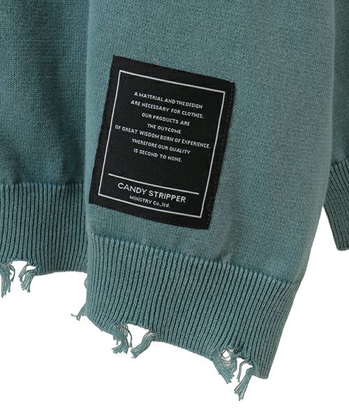 PIGMENT DAMAGE KNIT CARDIGAN | Candy Stripper（キャンディ