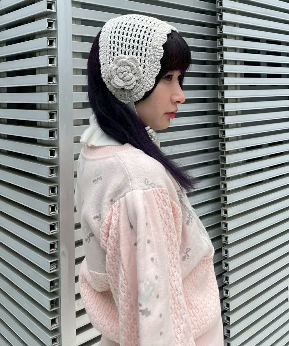 FLOWER KNIT HEAD DRESS | Candy Stripper（キャンディ ストリッパー