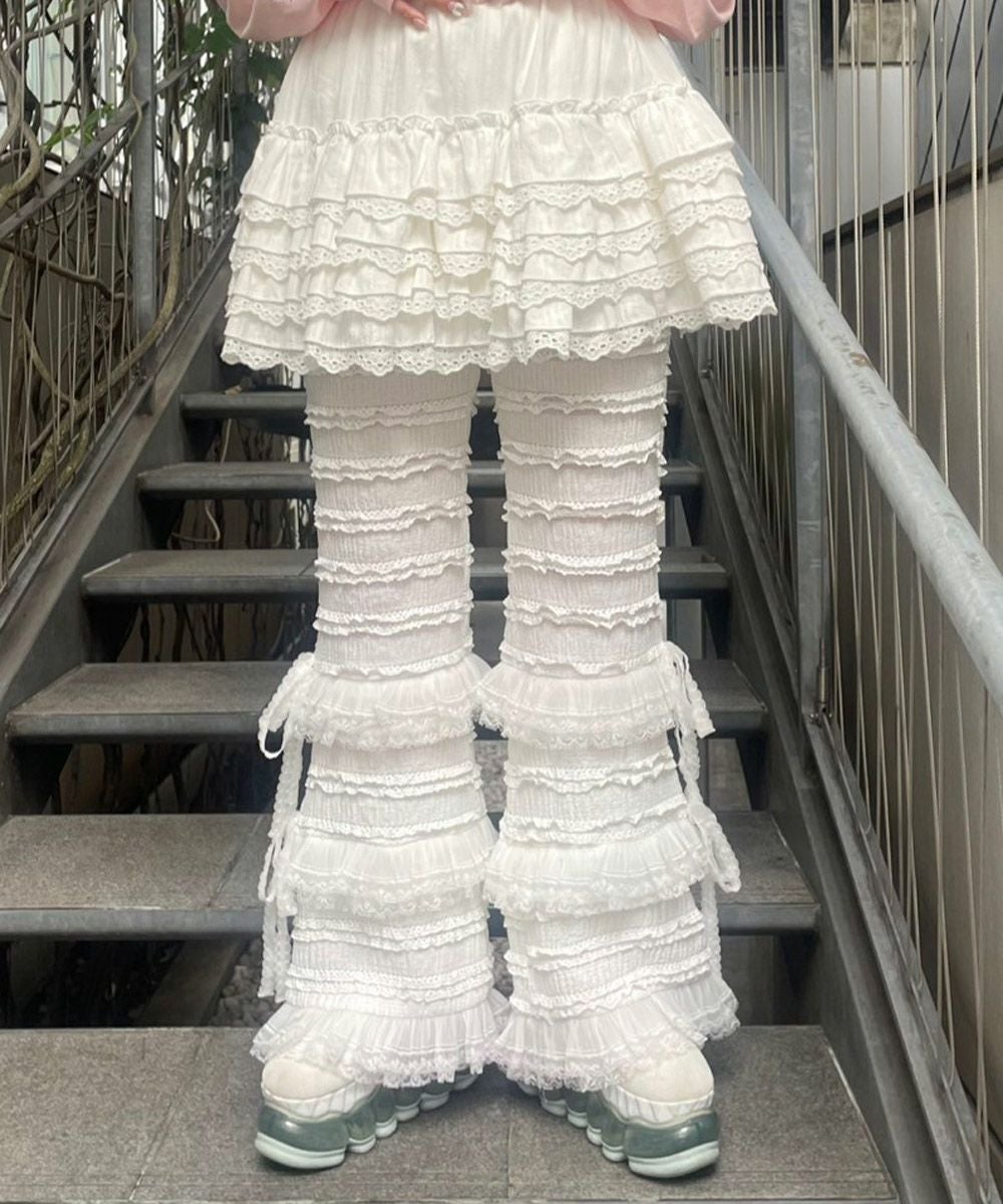 FRILL LACE FLARE PANTS | Candy Stripper（キャンディ ストリッパー