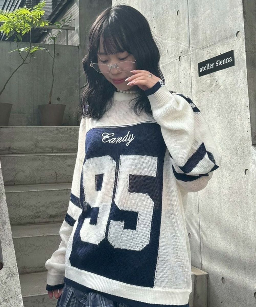 NUMBERING SHEER KNIT | Candy Stripper（キャンディ ストリッパー