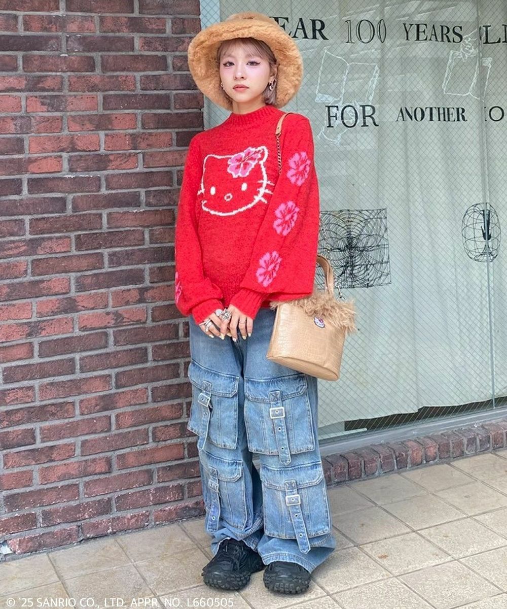 HELLO KITTY】HIBISCUS 2WAY FUR BAG | Candy Stripper（キャンディ