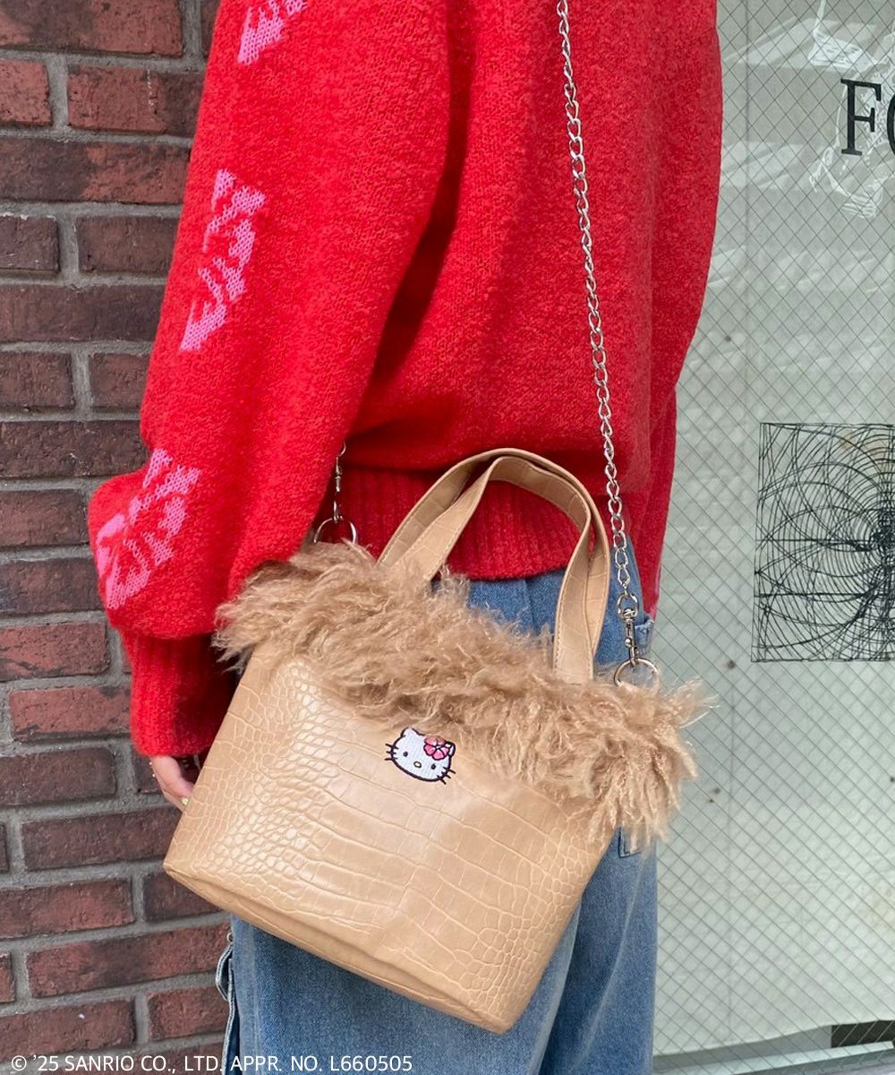 HELLO KITTY】HIBISCUS 2WAY FUR BAG | Candy Stripper（キャンディ