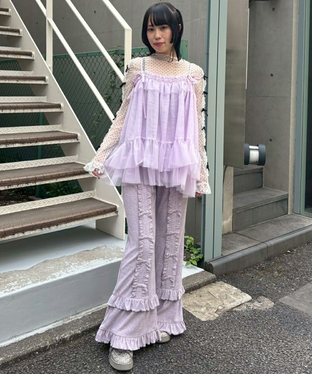 DECORATE RIBBON FLARE PANTS | Candy Stripper（キャンディ