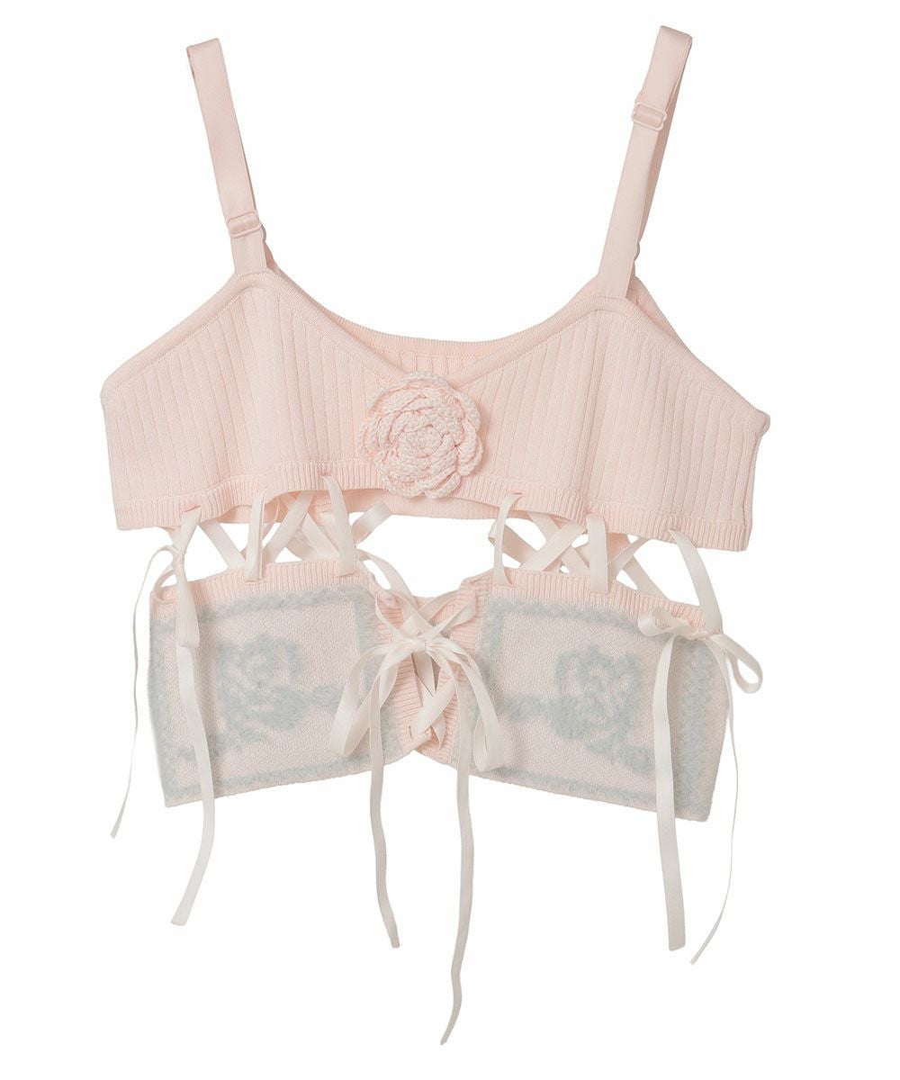 ROSE LACE UP KNIT BUSTIER | Candy Stripper（キャンディ
