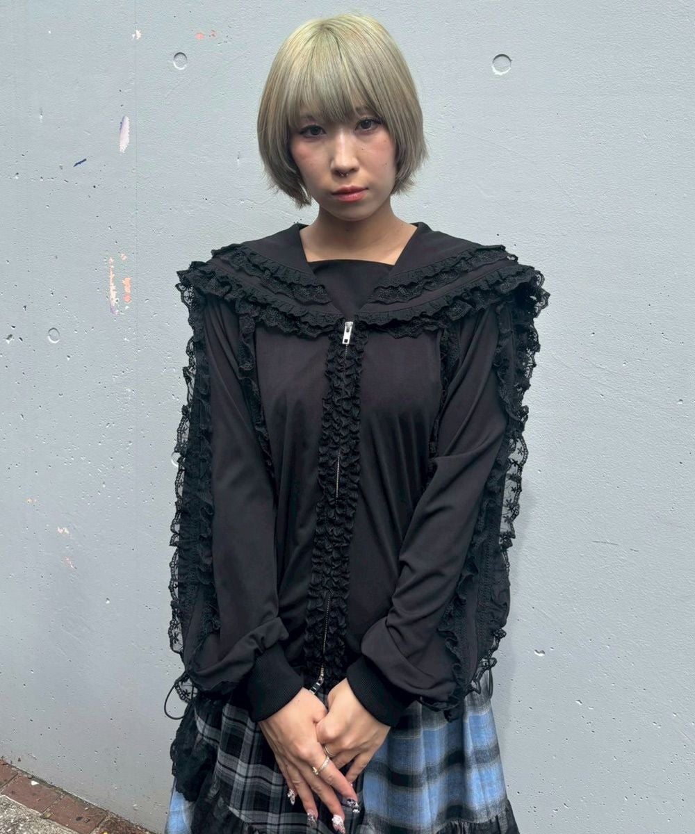 FRILL LACY JERSEY BLOUSON | Candy Stripper（キャンディ