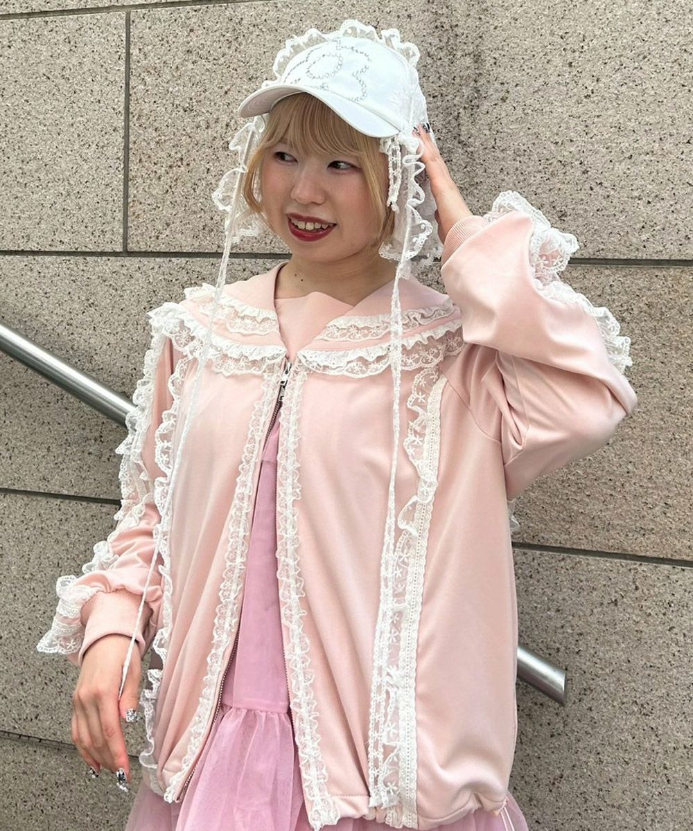 ジャケット・アウター Candy Stripper FRILL LACY JERSEY BLOUSON Candy Stripper（キャンディーストリッパー） ブルゾン アウター FRILL