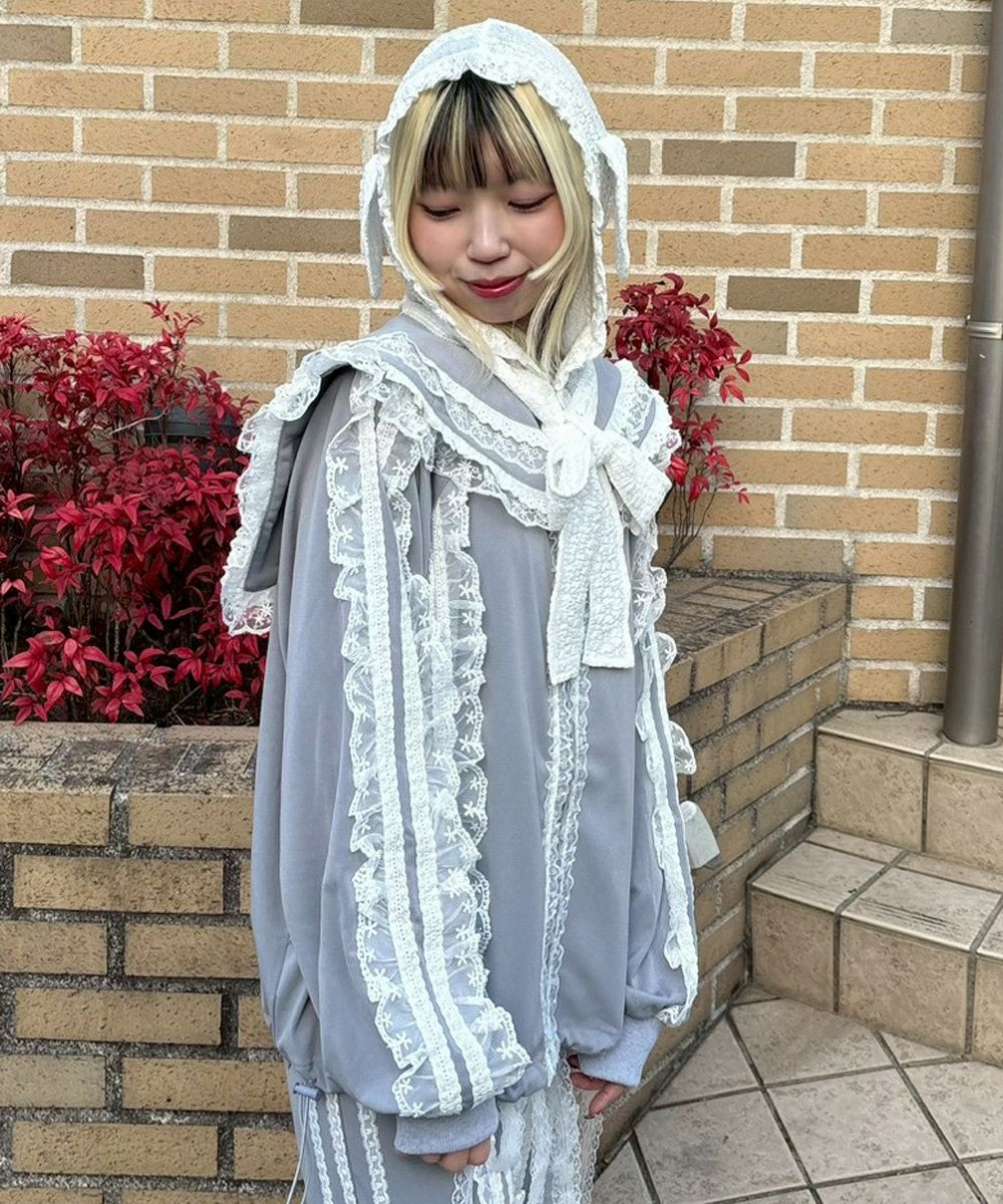 ジャケット・アウター Candy Stripper FRILL LACY JERSEY BLOUSON Candy Stripper（キャンディーストリッパー） ブルゾン アウター FRILL