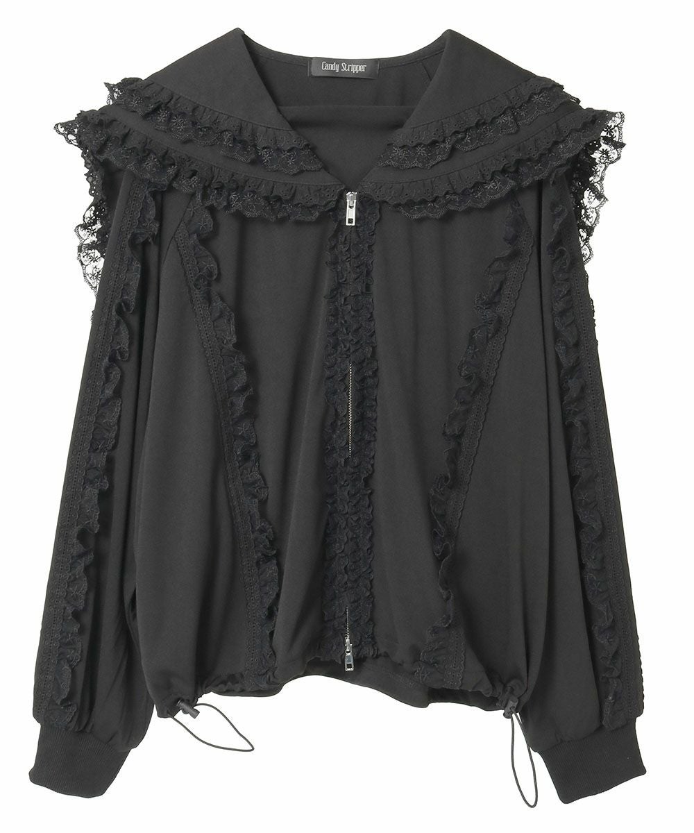 ジャケット・アウター Candy Stripper FRILL LACY JERSEY BLOUSON Candy Stripper（キャンディーストリッパー） ブルゾン アウター FRILL