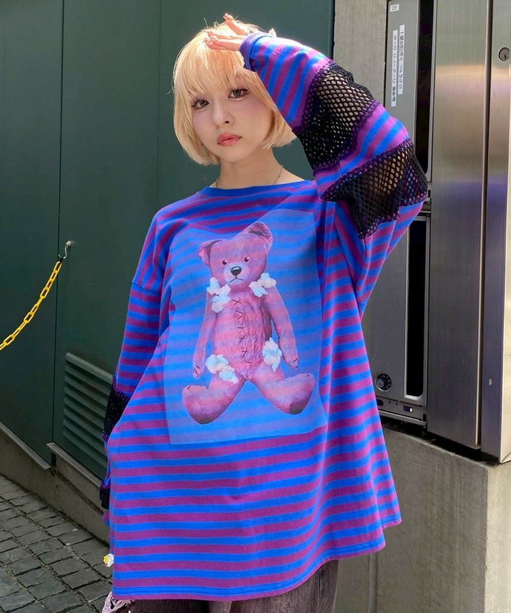 BEAR BROKEN TOPS BORDER PATCHED BEAR BROKEN トップス PATCHED Stripper（キャンディ Candy | TOPS BORDER トップス