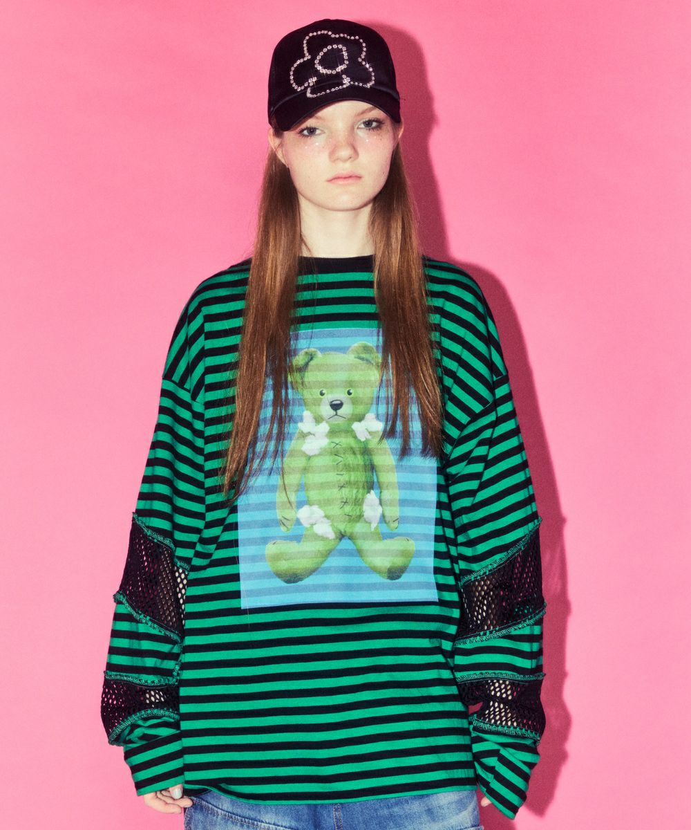 BROKEN BEAR PATCHED BORDER TOPS | Candy Stripper（キャンディ