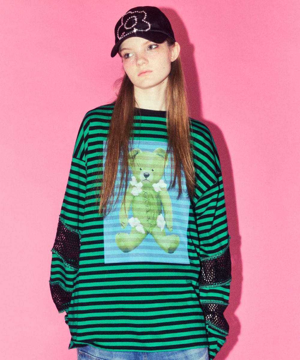 トップス CANDYSTRIPPER BROKEN BEAR PATCHED BORDER BROKEN BEAR PATCHED BORDER TOPS | Candy Stripper（キャンディ