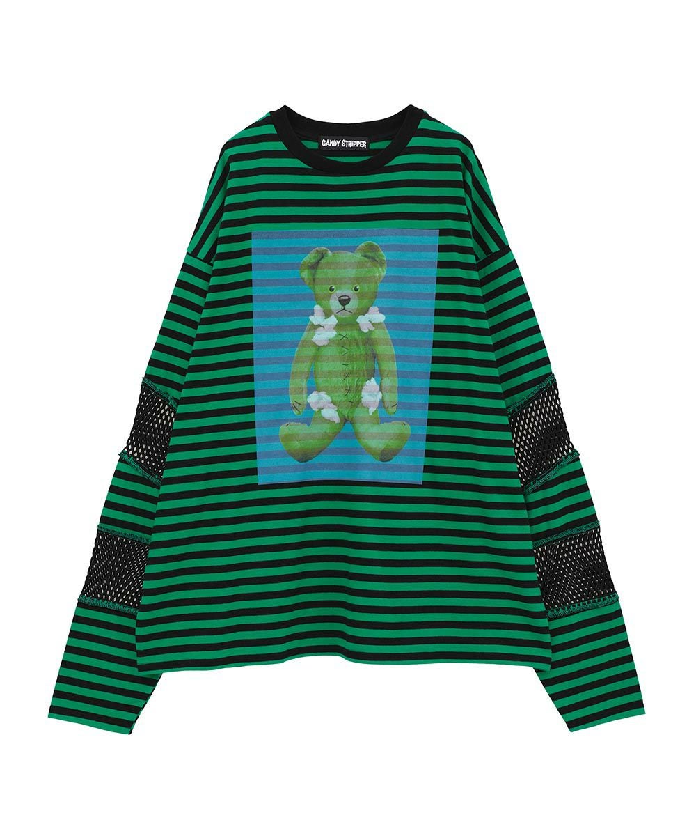 BROKEN BEAR PATCHED BORDER TOPS | Candy Stripper（キャンディ