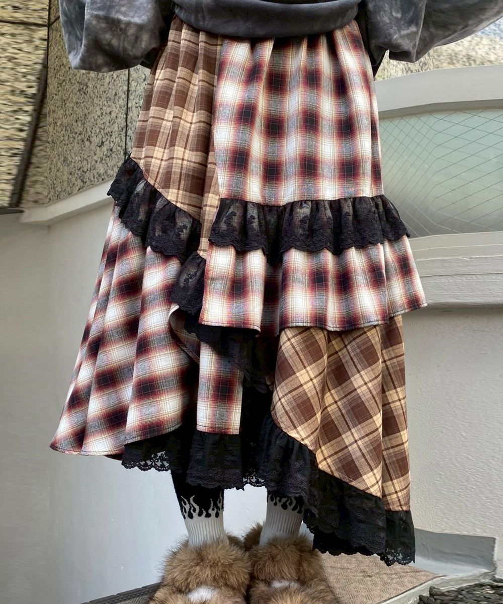 LACE CHECK SKIRT | Candy Stripper（キャンディ ストリッパー