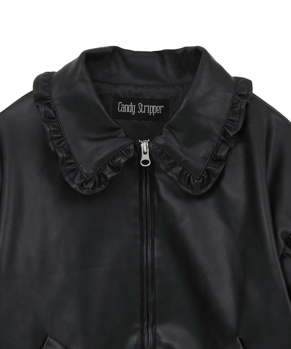 RIBBON ＆ PUFF LEATHER JACKET | Candy Stripper（キャンディ