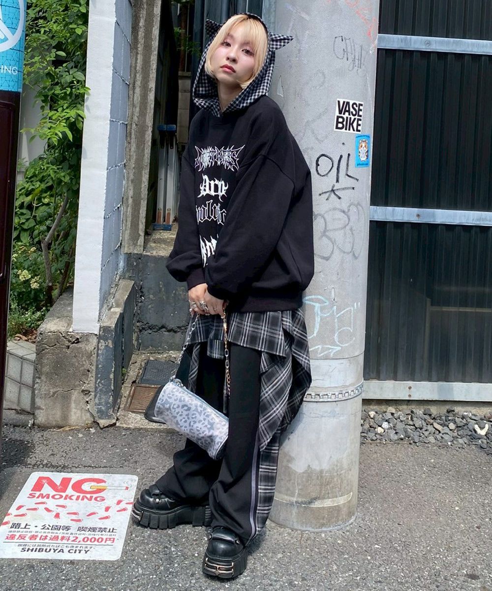 CHECK SHIRT LAYERED TRACK PANTS | Candy Stripper（キャンディ