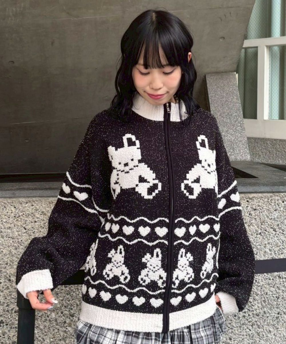 RABBIT KNIT TRACK JACKET | Candy Stripper（キャンディ ストリッパー