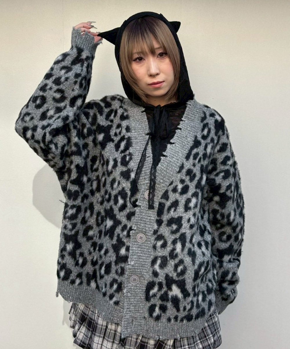 FLUFFY STAR LEOPARD KNIT CARDIGAN | Candy Stripper（キャンディ 