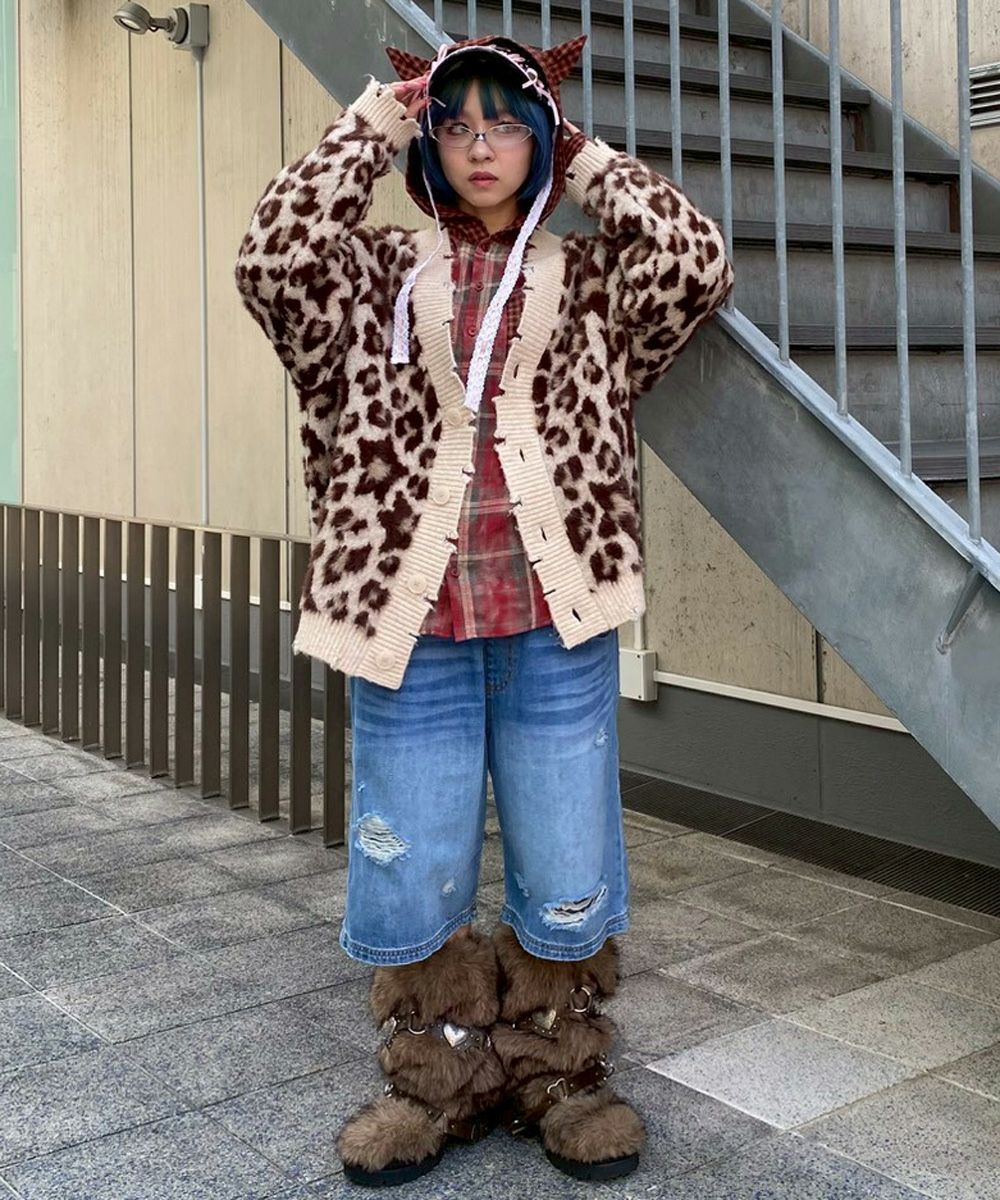 キャンディストリッパー STAR LEOPARD KNIT CARDIGAN FLUFFY STAR LEOPARD KNIT CARDIGAN | Candy Stripper（キャンディ
