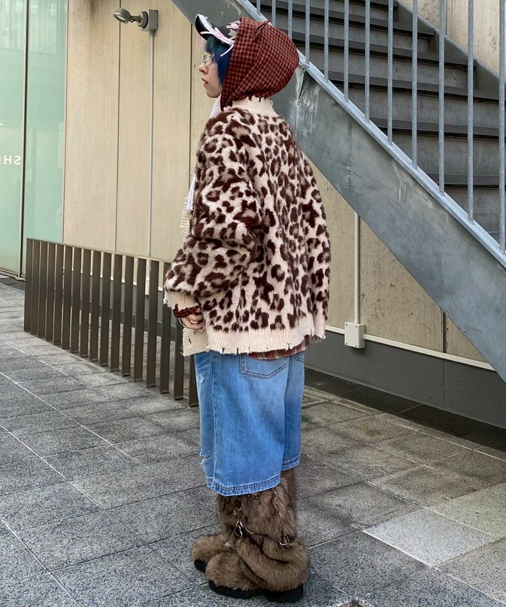 FLUFFY STAR LEOPARD KNIT CARDIGAN | Candy Stripper（キャンディ