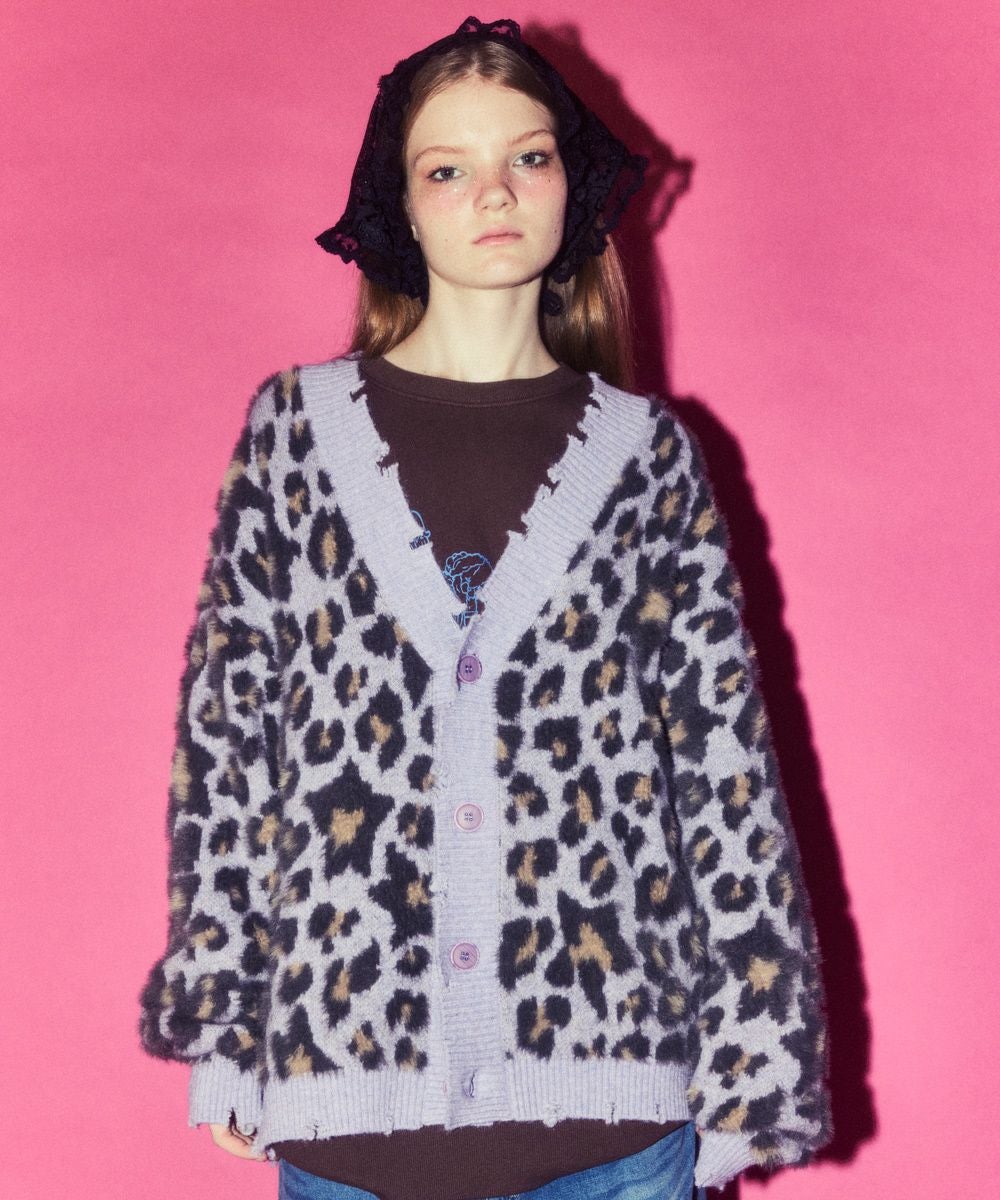 FLUFFY STAR LEOPARD KNIT CARDIGAN | Candy Stripper（キャンディ