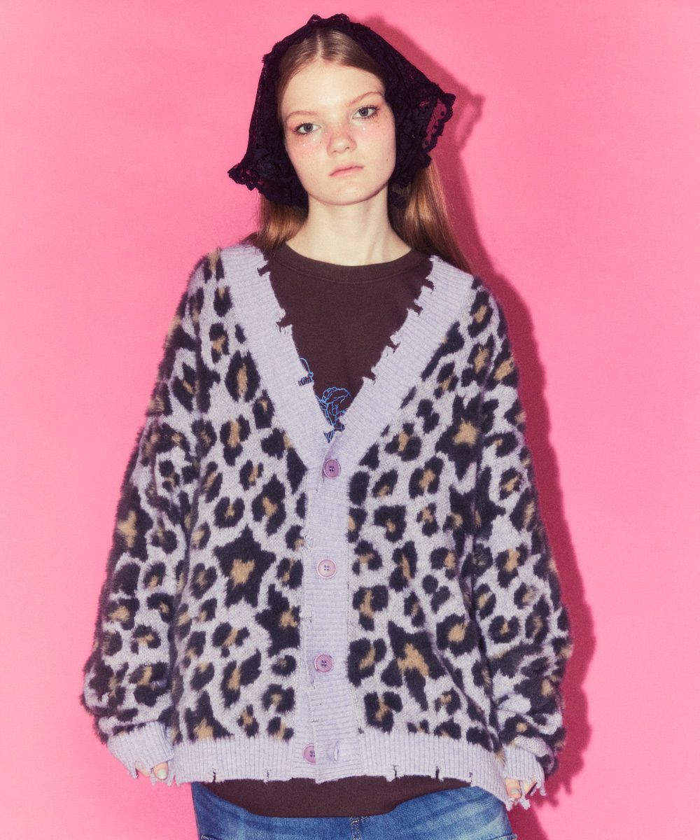 FLUFFY STAR LEOPARD KNIT CARDIGAN | Candy Stripper（キャンディ