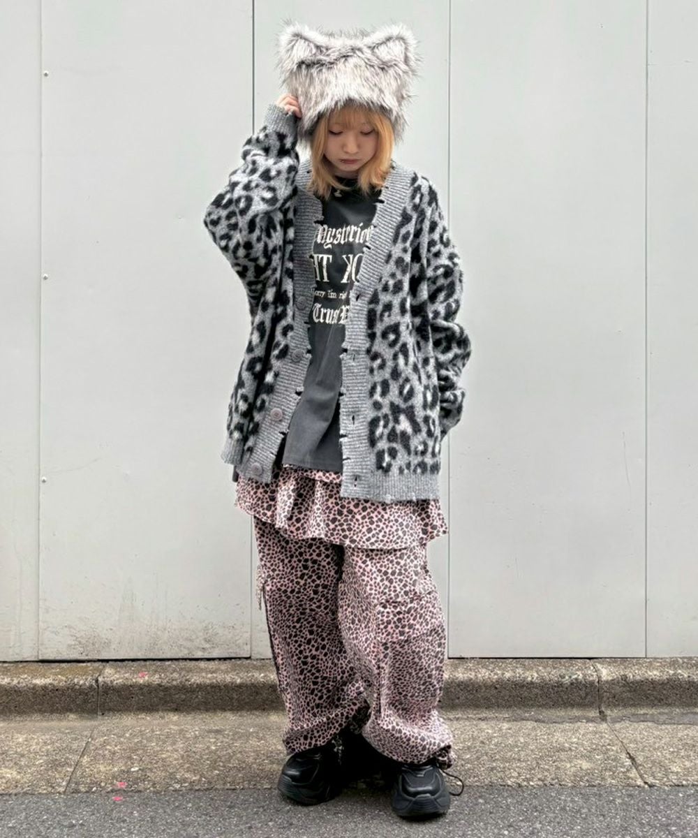 FLUFFY STAR LEOPARD KNIT CARDIGAN | Candy Stripper（キャンディ