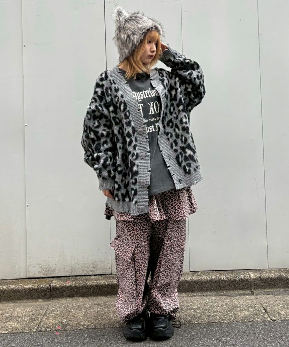 FLUFFY STAR LEOPARD KNIT CARDIGAN | Candy Stripper（キャンディ