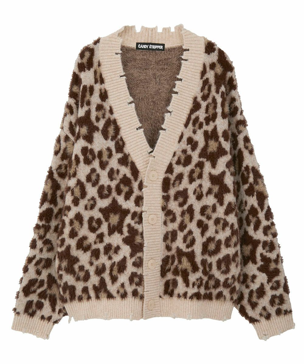 FLUFFY STAR LEOPARD KNIT CARDIGAN | Candy Stripper（キャンディ