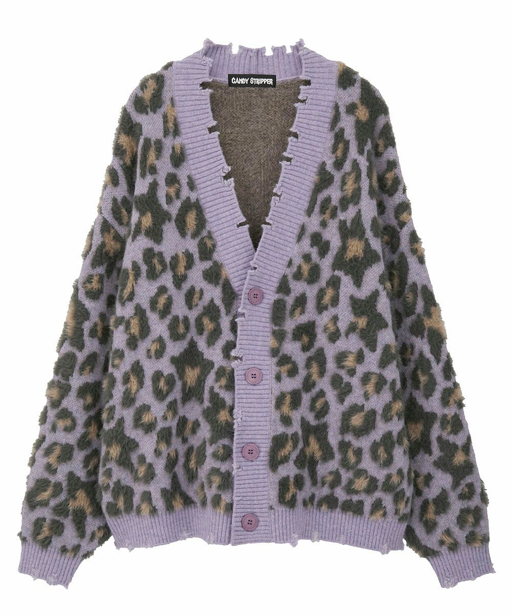 FLUFFY STAR LEOPARD KNIT CARDIGAN | Candy Stripper（キャンディ