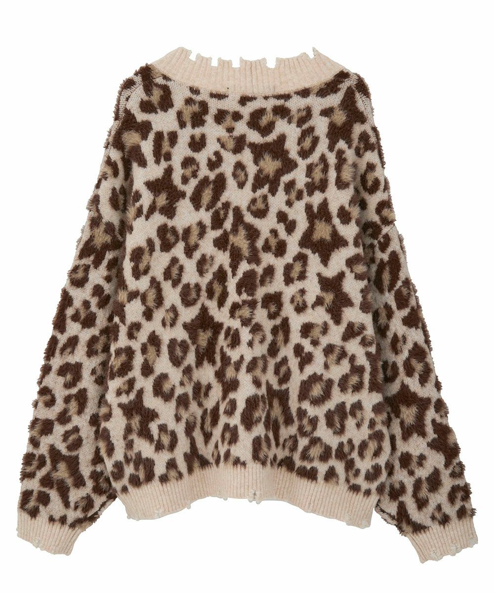 FLUFFY STAR LEOPARD KNIT CARDIGAN | Candy Stripper（キャンディ