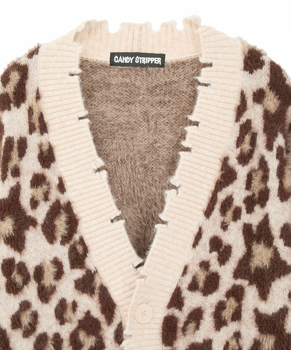 FLUFFY STAR LEOPARD KNIT CARDIGAN | Candy Stripper（キャンディ