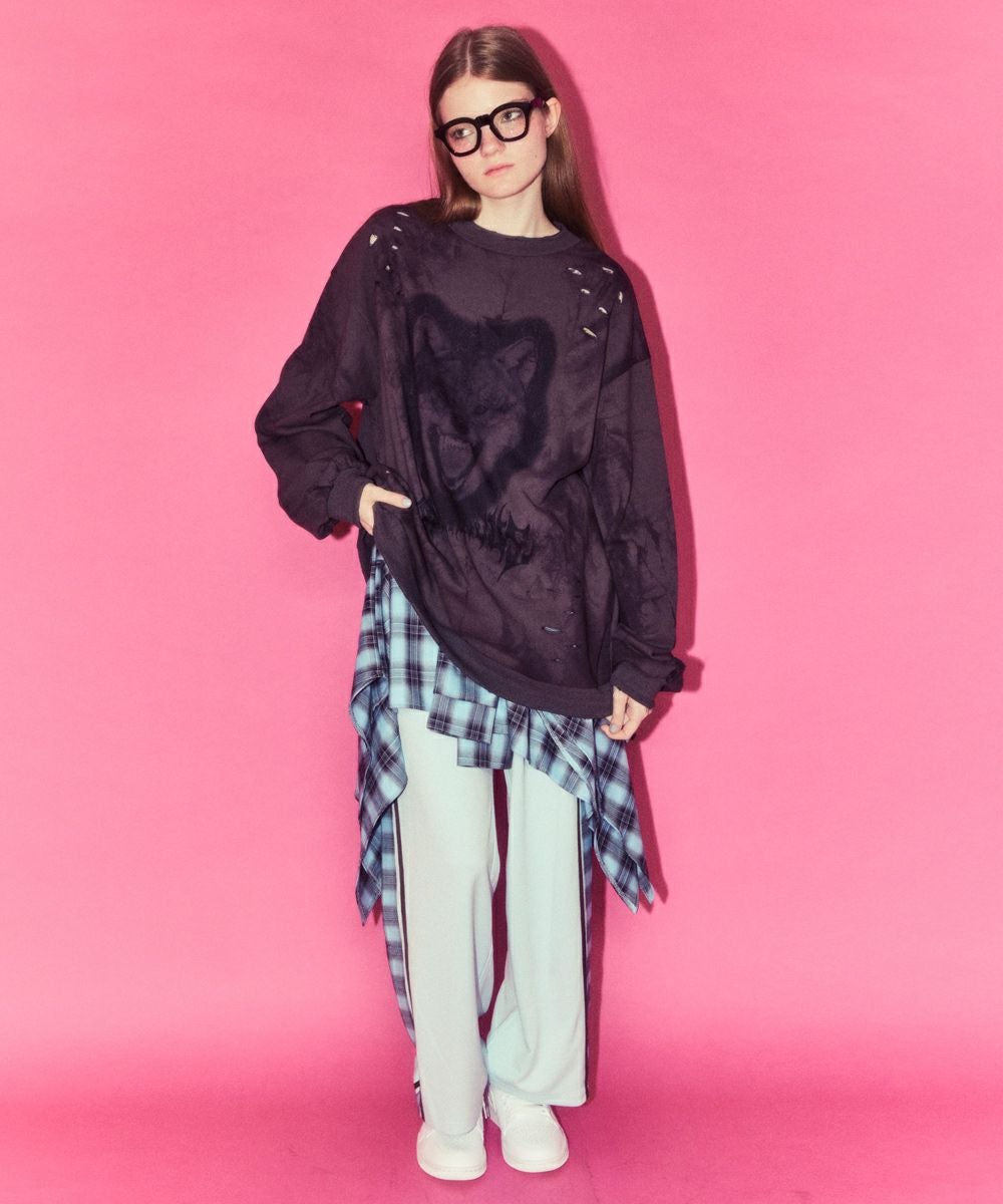 WOLFY DAMAGE TIE DYE SWEAT | Candy Stripper（キャンディ