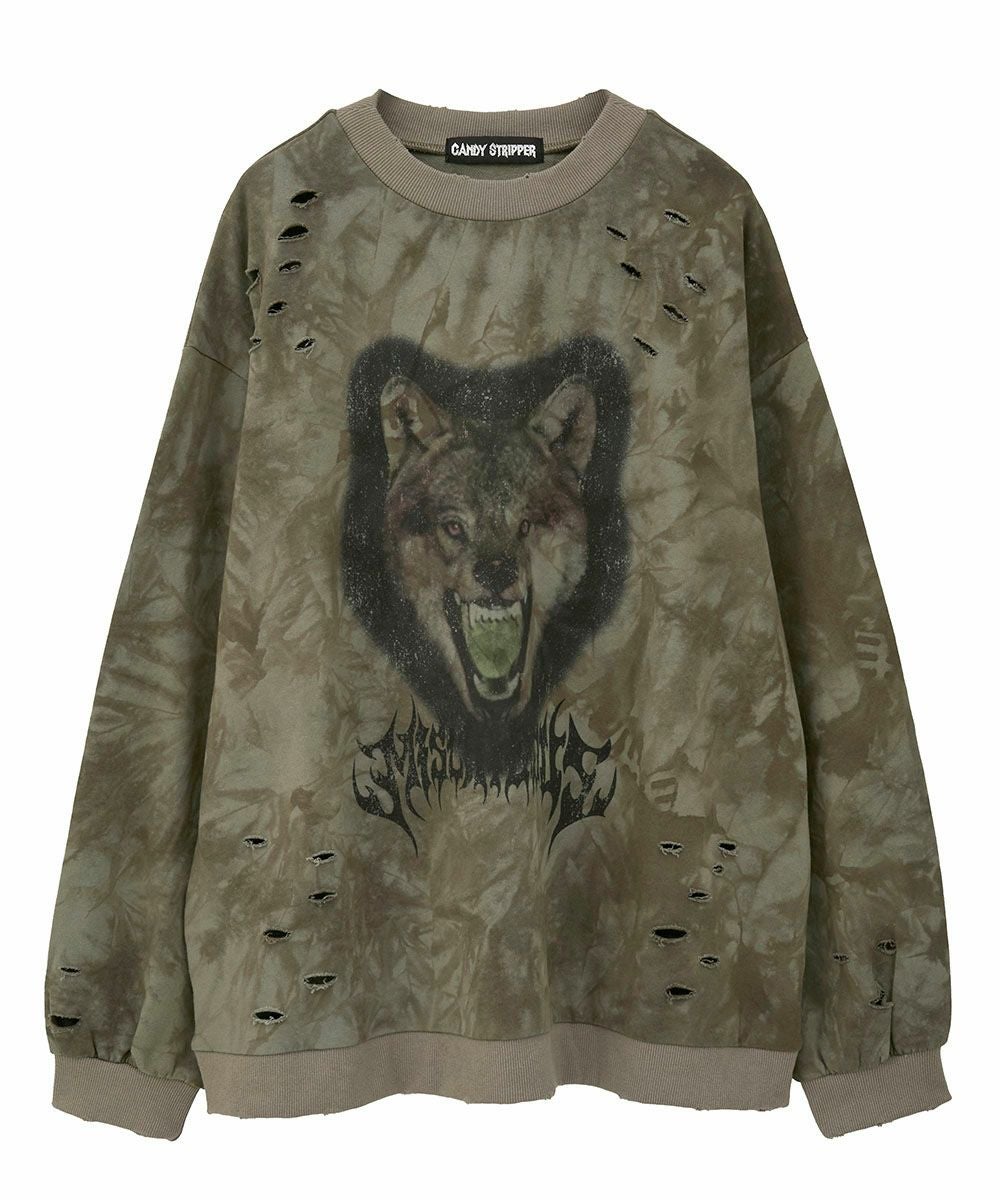 WOLFY DAMAGE TIE DYE SWEAT | Candy Stripper（キャンディ