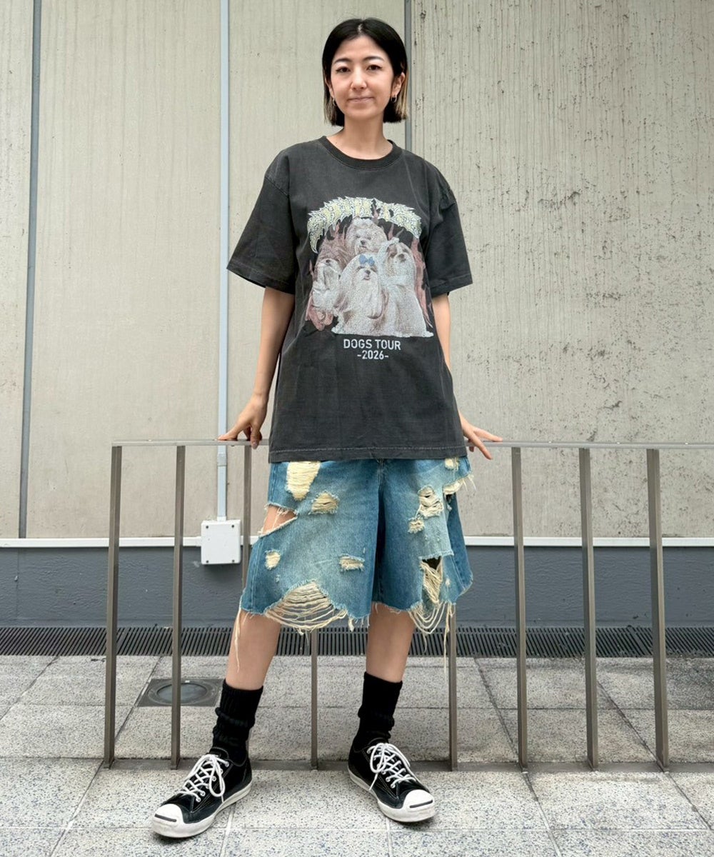 キャンディ　TATTERED LAYERED DENIM HALF パンツ TATTERED LAYERED DENIM HALF PANTS | Candy Stripper（キャンディ
