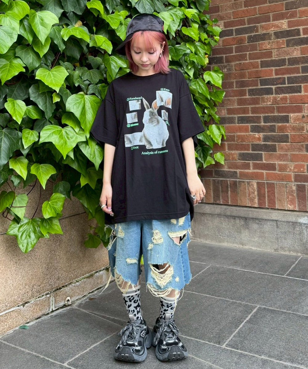 TATTERED LAYERED DENIM HALF PANTS | Candy Stripper（キャンディ
