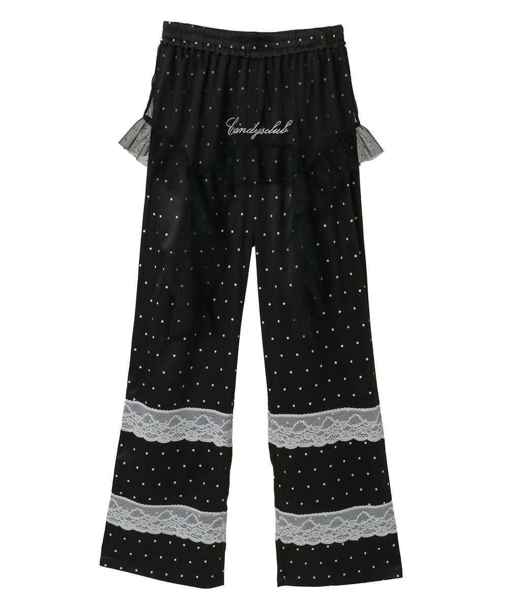 LACE TRIM LAYERED DOT SATIN PANTS | Candy Stripper（キャンディ