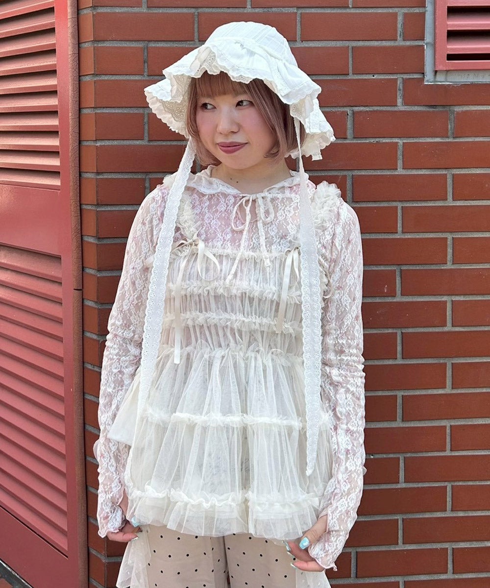 TULLE FRILL SHIRRING BUSTIER | Candy Stripper（キャンディ