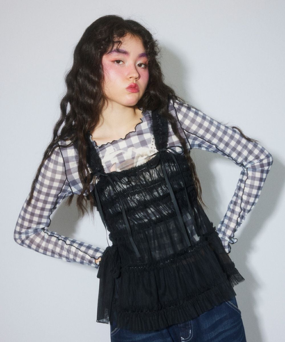 TULLE FRILL SHIRRING BUSTIER | Candy Stripper（キャンディ