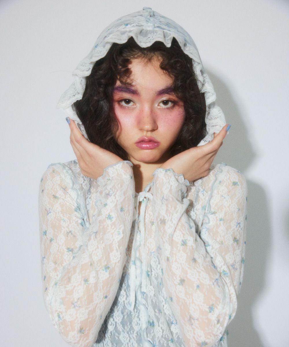 FLOWER CHECK LACE HOODIE | Candy Stripper（キャンディ ストリッパー
