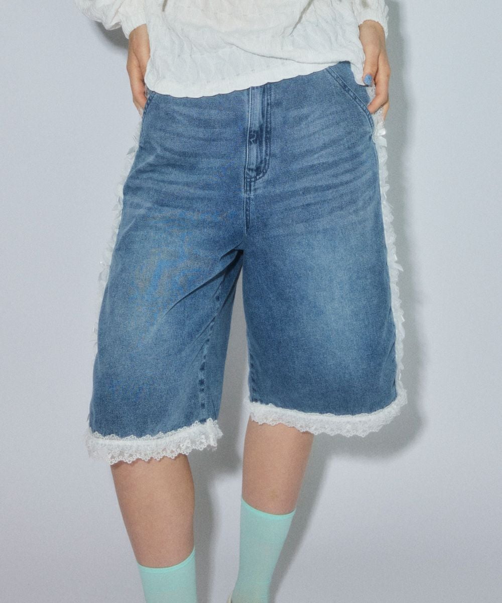FRILL LINE DENIM HALF PANTS | Candy Stripper（キャンディ