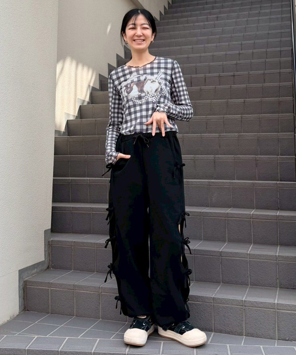 CandyStripper リボンスウェット黒 RIBBON HOLE SWEAT PANTS | Candy Stripper（キャンディ ストリッパー