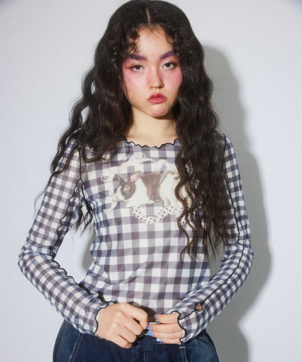 RABBIT CHECK SHEER TOPS | Candy Stripper（キャンディ ストリッパー