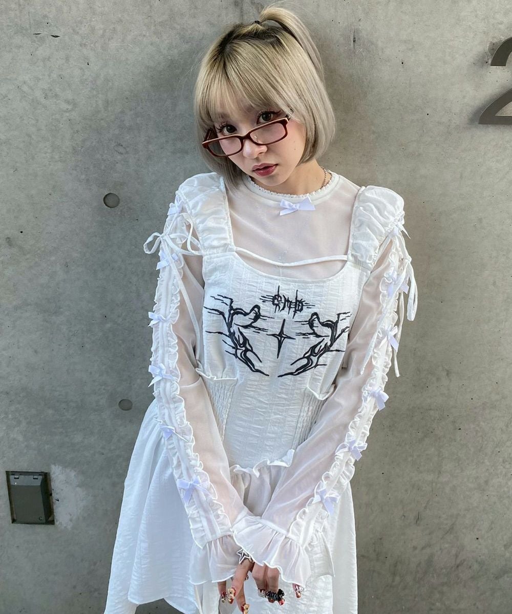 DOLLY RIBBON TULLE FRILL TOPS | Candy Stripper（キャンディ