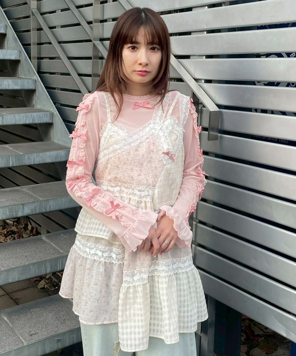 DOLLY RIBBON TULLE FRILL TOPS | Candy Stripper（キャンディ