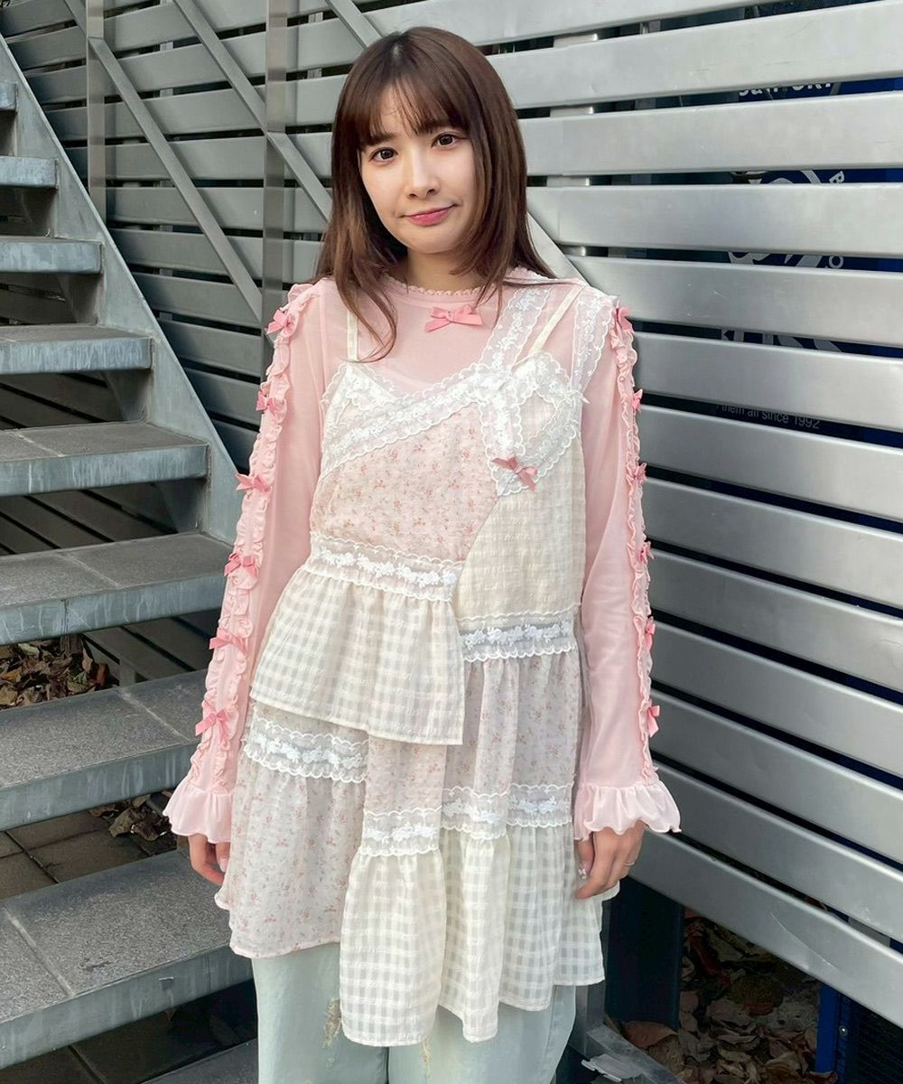 DOLLY RIBBON TULLE FRILL TOPS | Candy Stripper（キャンディ